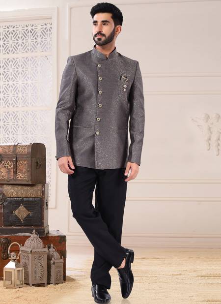 Gray Wedding Wear Mens Wholesale Jodhpuri Suits Catalog 1755
